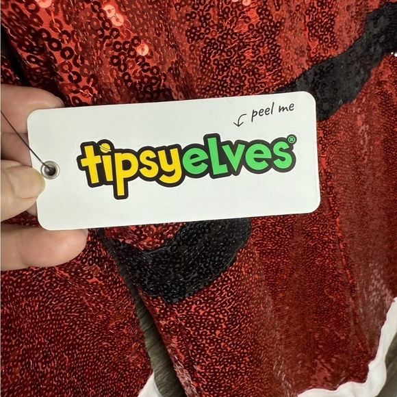 Tipsy Elves Santa Shift Dress Sequin Red White Trim Belted Christmas 1X NWT - Picture 10 of 12